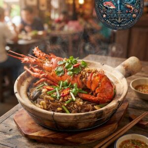 กุ้งมังกรอบวุ้นเส้นหม้อดิน